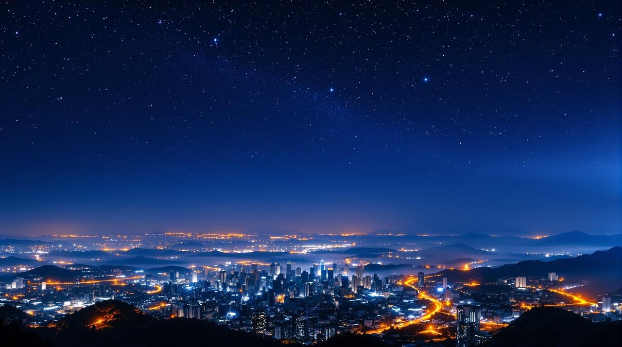 爱爱免费视频 - 夜间电影策展 午夜蓝与路灯金交织的城市夜景